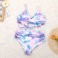 Tankini kupaći kostimi za žene ženski bikini s printom dvodijelni kupaći kostimi na zavojima set odjeće za plažu