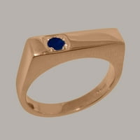 Muški prsten od prirodnog safira od ružičastog zlata 18K britanske proizvodnje - opcije veličine-veličina 11,5