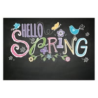 Personalizirani planet Hello Spring DoorMat s prilagođenim obiteljskim imenom tiskano na crnom pravokutnom 1 4