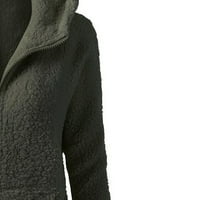 Ženske casual vunene majice s kapuljačom s patentnim zatvaračem, kardigan, tople obične bluze s dugim rukavima,