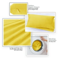 Clara Clark plišani čvrsti ukrasni mikrofiber kvadrat jastuka jastuka s umetanjem jastuka za kauč, žuti, 22 x22