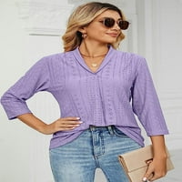 Ženska majica s izrezom i dugim rukavima u obliku slova u, modni puloveri, vrhovi, ljetna ležerna bluza širokog