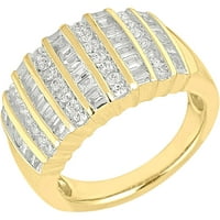 1- Karat T.W. Baguette i okrugli dijamant 10kt žuto zlato višenamjenski modni bar