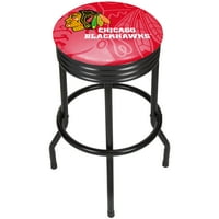 Crna rebrasta bar stolica - Chicago Blackhawks