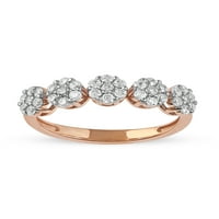 Modni ženski prsten od ružičastog zlata od 10 karata s dijamantnim grozdom od 12 karata