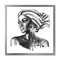 Dizajnerska umjetnost portret afroameričke žene iz američkog stoljeća uokvirena suvremena umjetnička gravura