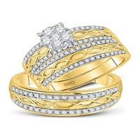 Dragulji 10kt žuto zlato njegov njezin okrugli dijamantski klaster koji odgovara vjenčanom setu cttw