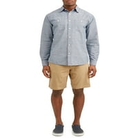 Muška košulja od Šambre s dugim rukavima s gumbima i džepovima, Dostupna u veličini od 2 inča