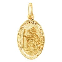 14k privjesak od žutog zlata Sveti Kristofor zaštiti nas za ogrlicu ili lanac