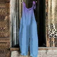 Ženski kombinezon s printom Dana neovisnosti, ljetni ležerni labavi Vintage naramenica od pamuka i lana