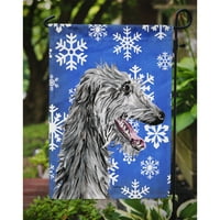 _9789 _ škotski deerhound zimske snježne pahulje Zastava veličina vrta, veličina vrta, višebojna