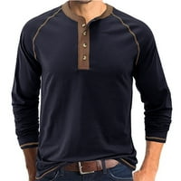 Muške košulje, Muška pamučna majica s gumbima, muška majica s raglanom dugih rukava, jesenska majica s izrezom