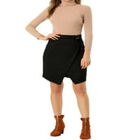Jedinstvene ponude ženskog a-line prednjeg proreza omotana fau antilop dužina koljena sukni