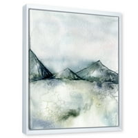 Tamnoplavi planinski krajolik zimski minimalistički uokvireni slikar platno umjetnički tisak