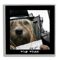 Stupell Industries Dog Dylan Smiješni glazbenik koji nosi šešir CityScape Photo Photo sivi uokvireni umjetnički