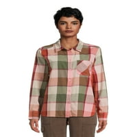 Vremena i TRU ženski gumb dolje flanel košulja, veličine xs-3xl