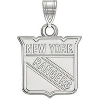 Mali privjesak s logotipom NHL-a od 14k bijelog zlata Njujorški Rangers