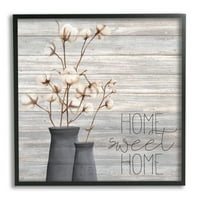 Stupell Industries Grey Home Sweet Home Cotton Flowers in Vase, 30, dizajn Kimberly Allen