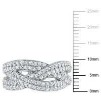 Miabella Women's 1- Carat T.G.W. Stvoren bijeli modni prsten s pletenicama u Sterlingu u srebru