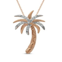 Imperial 1 20CT TDW Dijamantna ogrlica palmi u ružičastom tonu s sterling srebrom