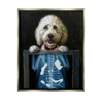 Stupell Industries Smiješni pas za grickalice i insekti koji slikaju sivi plutasti uokvireni umjetnički print