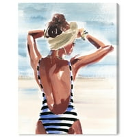 Wynwood Studio Fashion and Glam Wall Art Canvas Otisci 'taj tan' kupaći kostim - smeđa, bijela
