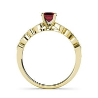 Ruby i Diamond Marquise & Dot zaručnički prsten i vjenčani pojas set 1. CT TW u 14k žutom zlatu.Size 7.5