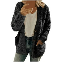 Giligiliso žene casual plus size plišani džemperi džepovi vanjska odjeća kardigan kaput