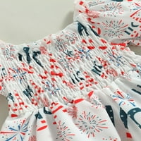 Qtinghua 4. srpnja odjeća za djevojčice američka zastava romper kratki rukavi ruširana haljina s rukom s odjećom