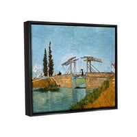 Stupell Industries Brug Bij Langlois Vincent Van Gogh Classic Most slika slika Jet Crni plutajući uokvireni platno