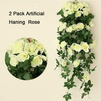 Spakirajte umjetne viseće biljke Cvjetovi ruža vinova vijest Silk Viseće biljke za bršljani košari za kućnu zabavu