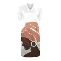 Beeyaso Women s V-izrezom ljetne haljine kratkih rukava za žene tiskaju casual labave ženske haljine bijele 5xl
