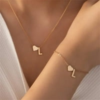 modna ogrlica s inicijalima u obliku srca, set narukvica, pozlaćena ogrlica s inicijalima, ogrlica s abecednim