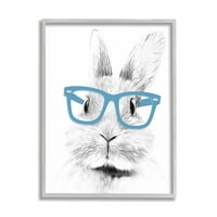 Stupell Industries jednobojni zečji zečje plave naočale Portret Dizajn Grafička umjetnost siva uokvirena umjetnička