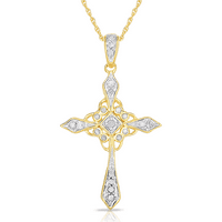 Natalia Drake CTTW Diamond Cross privjesak ogrlica u zlatnom planu od sterlinga srebra