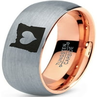 18k ružičasti zlatni prsten od volframovog prstena za muškarce i žene, brušeno sivo polirano