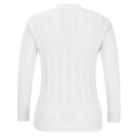 Ženske majice i bluze, džemperi s okruglim vratom i dugim rukavima za žene, otvoreni bijeli