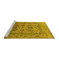 Tradicionalni tepisi u istočnom stilu u žutoj boji koji se mogu prati u perilici, okrugli, promjera 5 inča