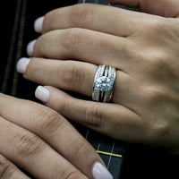 Klasična katedralna svadbena benda - pojačivač srebrnog prstena sterlinga s 1,0ct kubičnim cirkonijom - bijela,