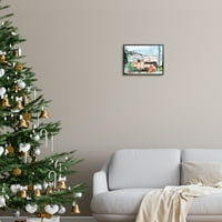 > Rustikalna božićna scena predstavlja drveće grafička umjetnost u crnom okviru, zidni tisak, 14 In11