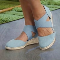 Ženske sandale, ljetne ženske Ležerne sandale na platformi s nagibom, sandale s elastičnim klinom, plave