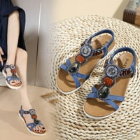 Suokom ženske sandale, ljetne sandale za žene ravne klizanje na sandalama kristalne rimske cipele otvorene noge