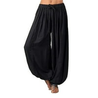 Pgeraug hlače za žene plus veličine solidne boje labave harem hlače hlače Tweatpants žene crne xl