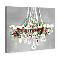 Wynwood Studio za odmor i sezonski zidni umjetnički platneni otisci 'Božićni chandellier' praznici - bijela, crvena