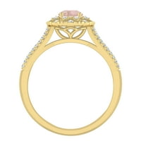 Zaručnički prsten od 14k žutog zlata od cvjetnog Morganita i dijamanta za žene