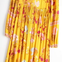 2 ženska boemska cvjetna haljina za plažu, široka lepršava kaftanska večernja haljina visokog struka, nabrana