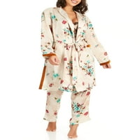 Ženski satenski pidžama Set s haljinom i hlačama, Cvjetni, veličina 3 inča
