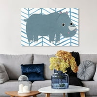 Wynwood Studio životinje zidne umjetničke platnene otiske 'R za rino' zoološki vrt i divlje životinje - siva,