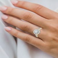 Carat T.W. Dijamantni cvjetni halo zaručnički prsten 14K žuto zlato