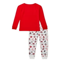 Derek srce odgovara obiteljskoj božićnoj pidžami djevojci veseli i svijetli set pidžama, 2 komada